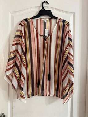 Maurices Women’s Sheer Striped Boho Top NWT  XL. JN-101